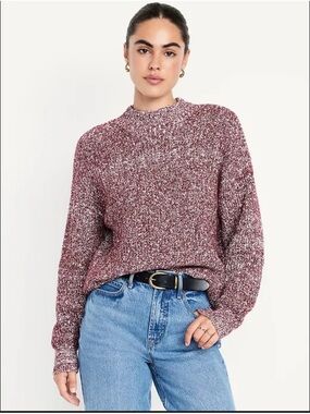 Old Navy SoSoft Cropped Mock-Neck Cable Sweater